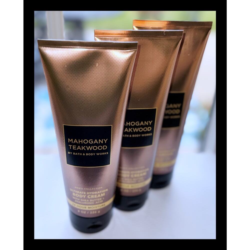 Bath & Body Works Mahogany Teakwood for MEN 8oz Ultimate Hydration Body Cream x3 - Picture 2 of 5